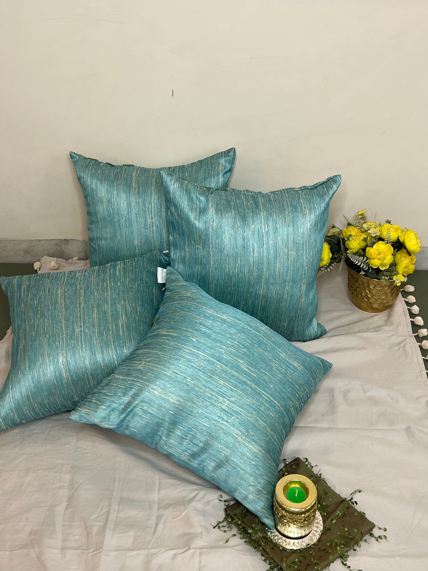 Ocean Mist Cushion Cover Sets at Kamakhyaa by Aetherea. This item is Blue, Cotton, Cushion covers, Home, Plain, Solid, Texture, Upcycled