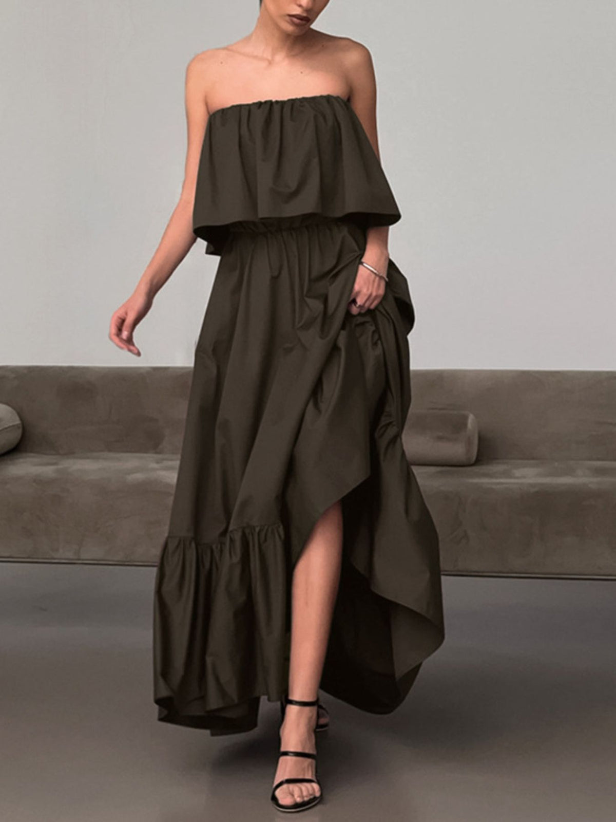 Off-Shoulder Ruffle Hem Maxi Dress at kamakhyaa.com by Trendsi. This item is Chic Charm, Ship From Overseas, Under $100