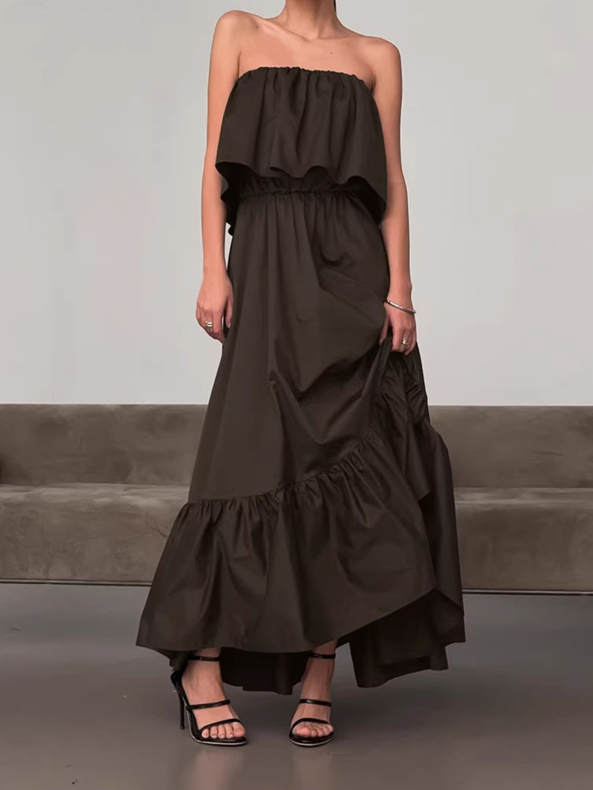 Off-Shoulder Ruffle Hem Maxi Dress at kamakhyaa.com by Trendsi. This item is Chic Charm, Ship From Overseas, Under $100