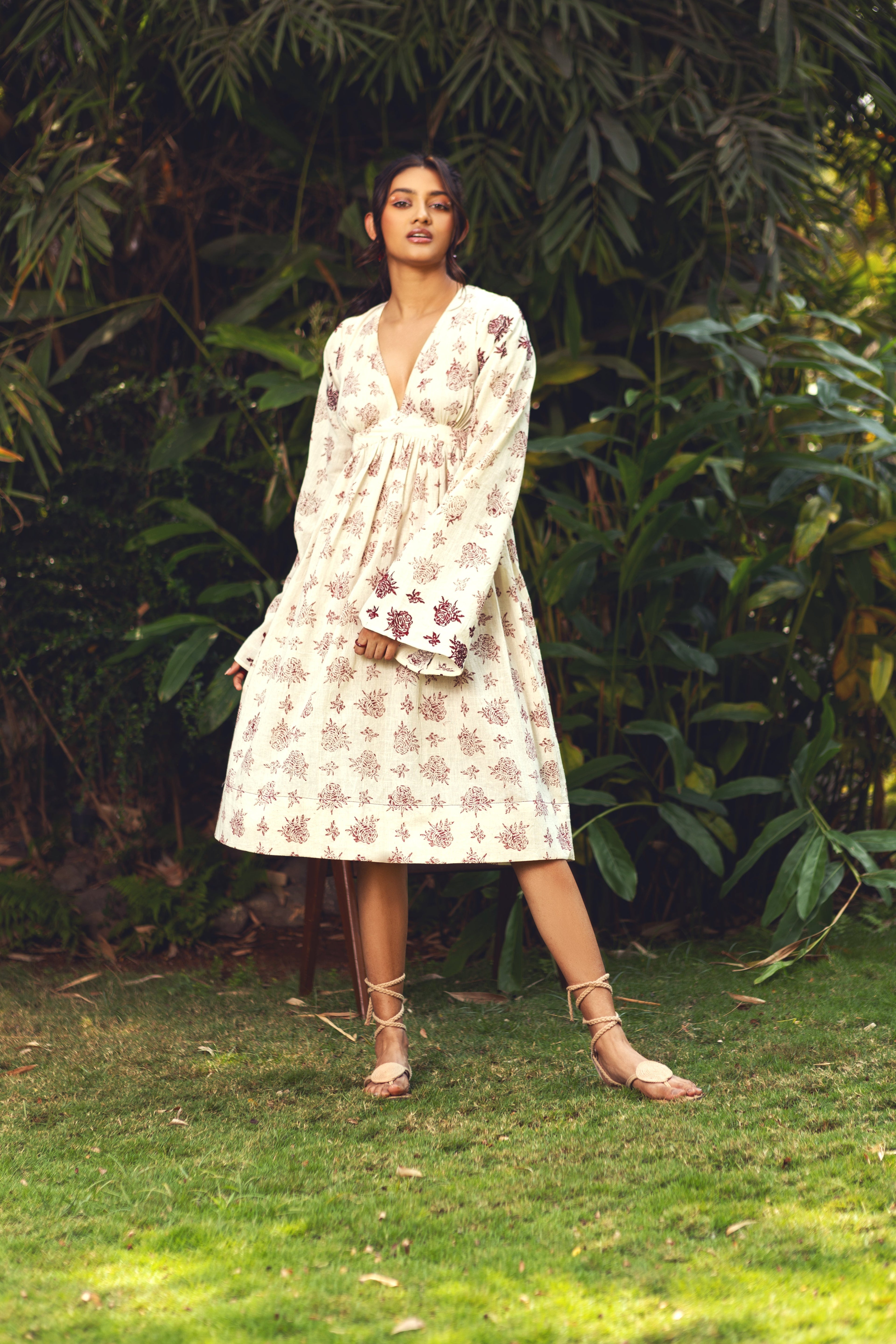 artisanal off white midi dress Sleeveless Textured Pile Midi Dress