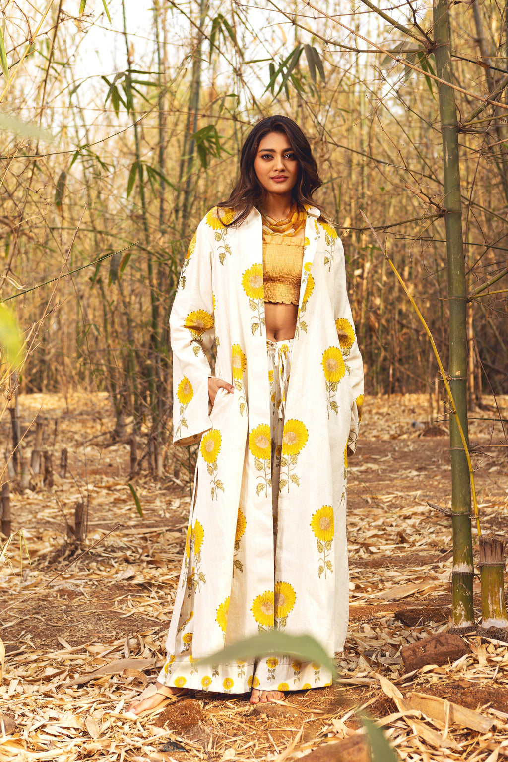 Off-White Floral Prints Shrug at Kamakhyaa by Akashii Clothing. This item is Bloom by Akashi Clothing, Cotton, Floral Prints, handmade, Kala Cotton, Off-white, Organic, Relaxed Fit, Resort Wear, Shrugs