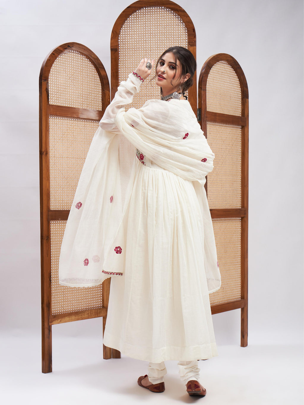 Off-White Resham Embroidered Kurta Set with Dupatta at Kamakhyaa by RoohbyRidhimaa. This item is Chanderi Silk, Cotton, Dupattas, Embroidered, Festive Wear, Kurta Set with Dupattas, Kurta Sets, Off-white, Relaxed Fit, Resham, Resham Embroidered, Silk Chanderi, Toxin free