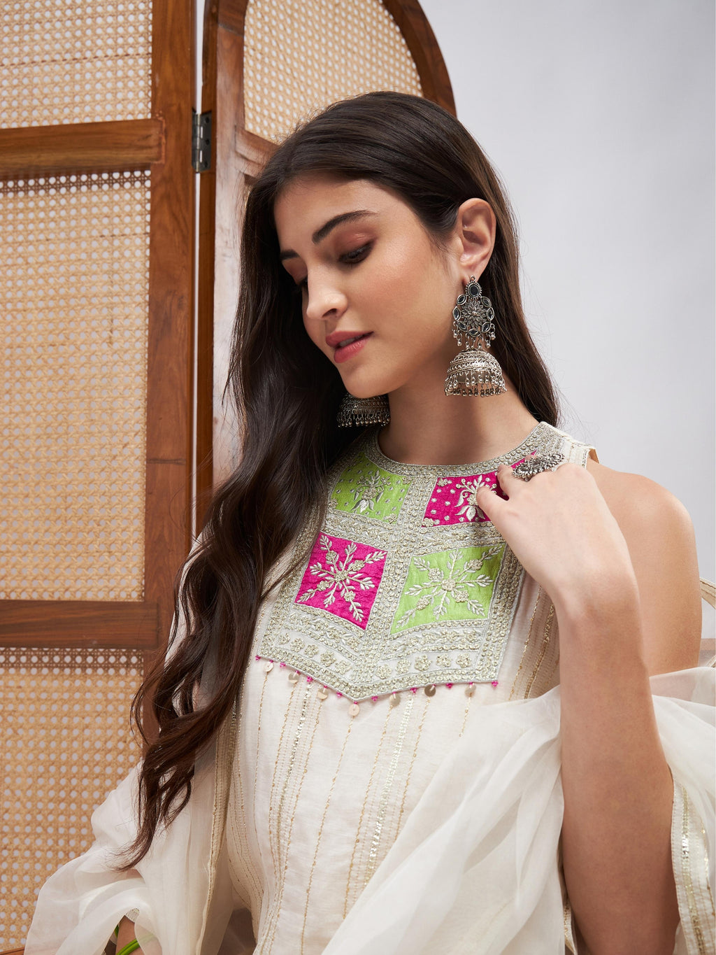 Off-White Sleeveless Kurta Set with Dupatta at Kamakhyaa by RoohbyRidhimaa. This item is Chanderi Silk, Cotton Mulmul, Dupattas, Festive Wear, Kurta Set with Dupattas, Kurta Sets, Off-white, Regular Fit, Silk Chanderi, Silk Organza, Toxin free, Zari Embroidered