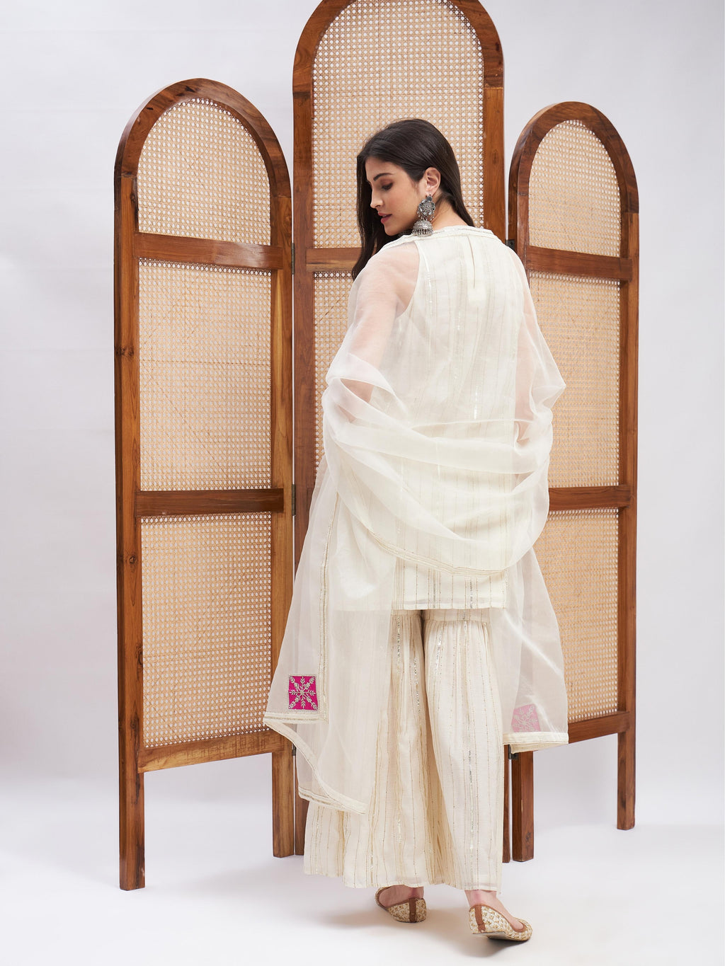 Off-White Sleeveless Kurta Set with Dupatta at Kamakhyaa by RoohbyRidhimaa. This item is Chanderi Silk, Cotton Mulmul, Dupattas, Festive Wear, Kurta Set with Dupattas, Kurta Sets, Off-white, Regular Fit, Silk Chanderi, Silk Organza, Toxin free, Zari Embroidered
