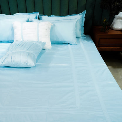 Opulent Edge| Designer Bed Sheet Set| Baby Blue| 100%Cotton at Kamakhyaa by Kamakhyaa. This item is designer bedsheets