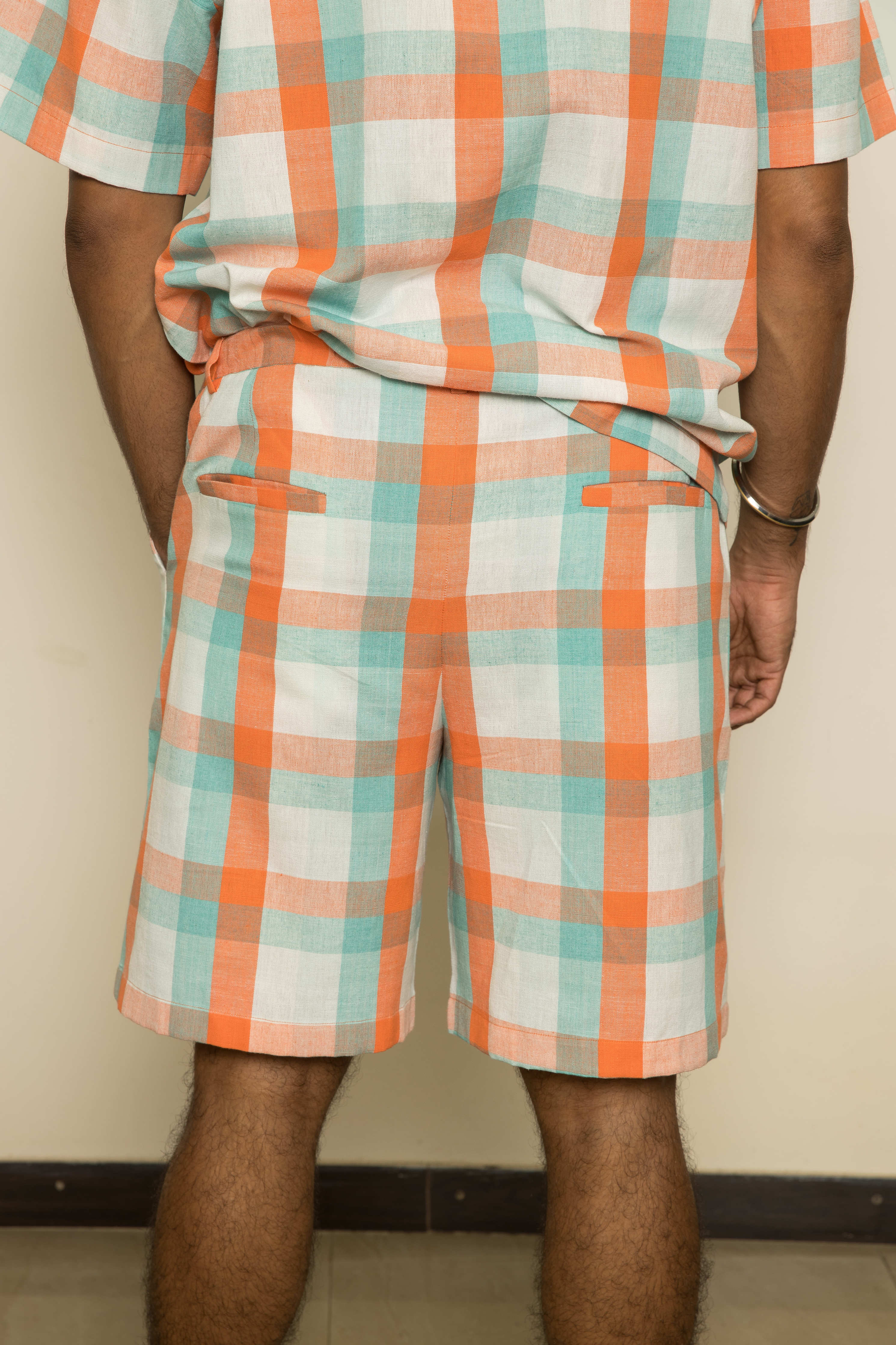 Orange Checks Mens Co-ord