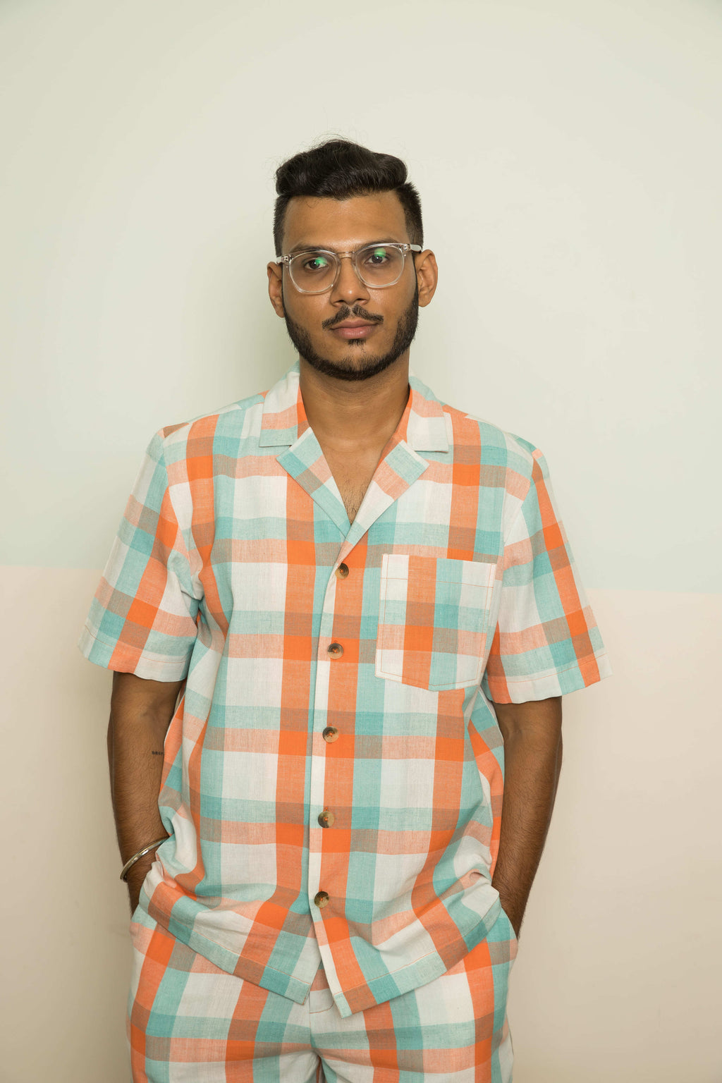 Orange Checks Mens Co-ord