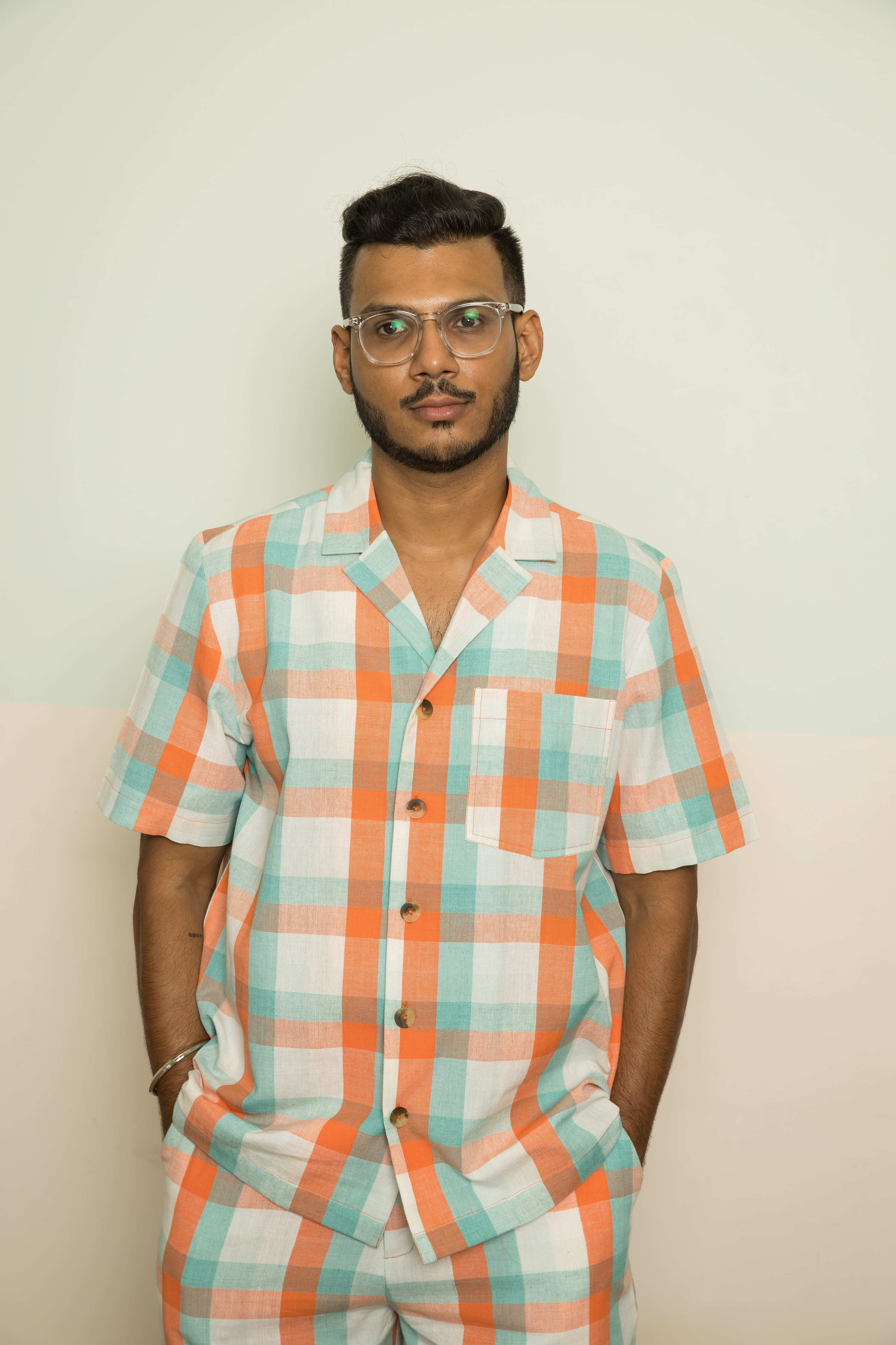 Orange Checks Mens Co-ord