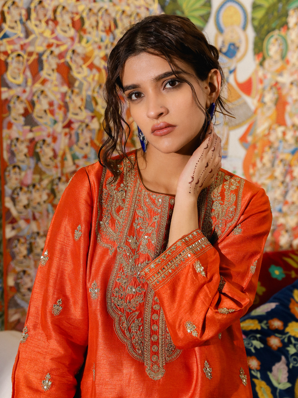 Orange Zari Embroidered Kurta Set with Dupatta at Kamakhyaa by RoohbyRidhimaa. This item is Chanderi Silk, Dupattas, Festive Wear, Kurta Set with Dupattas, Kurta Sets, Orange, Relaxed Fit, Sequins, Silk Chanderi, Toxin free, Viscose Raw Silk, Zari Embroidered