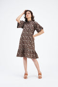 Oria Floral Hand Printed Cotton Dress at Kamakhyaa by Hasttvam. This item is Cotton, Ete by Hasttvam, Floral Prints, Fusion Wear, Hand Printed, Under $200, Womenswear