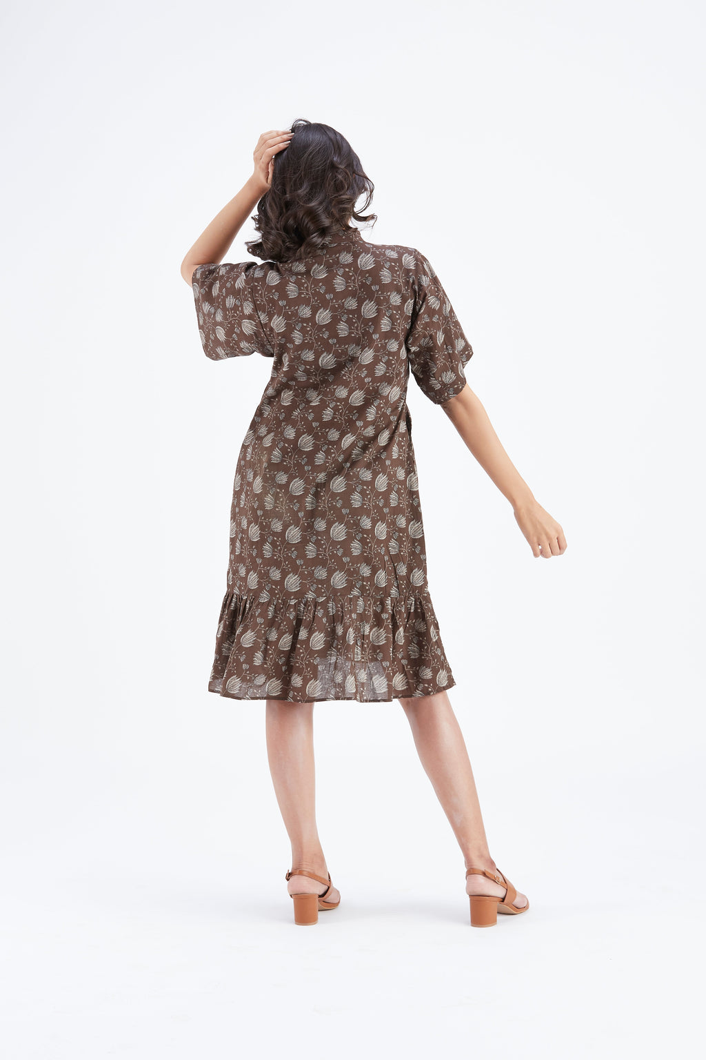 Oria Floral Hand Printed Cotton Dress at Kamakhyaa by Hasttvam. This item is Cotton, Ete by Hasttvam, Floral Prints, Fusion Wear, Hand Printed, Under $200, Womenswear