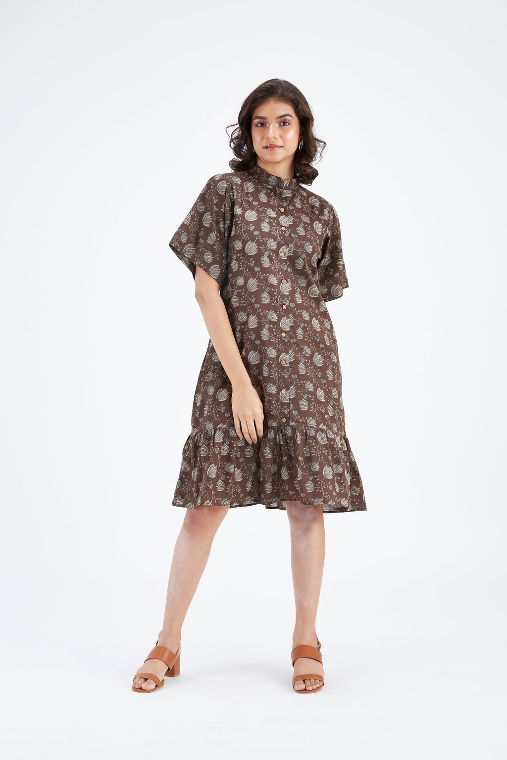 Oria Floral Hand Printed Cotton Dress at Kamakhyaa by Hasttvam. This item is Cotton, Ete by Hasttvam, Floral Prints, Fusion Wear, Hand Printed, Under $200, Womenswear