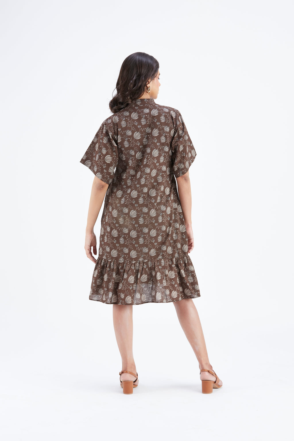 Oria Floral Hand Printed Cotton Dress at Kamakhyaa by Hasttvam. This item is Cotton, Ete by Hasttvam, Floral Prints, Fusion Wear, Hand Printed, Under $200, Womenswear