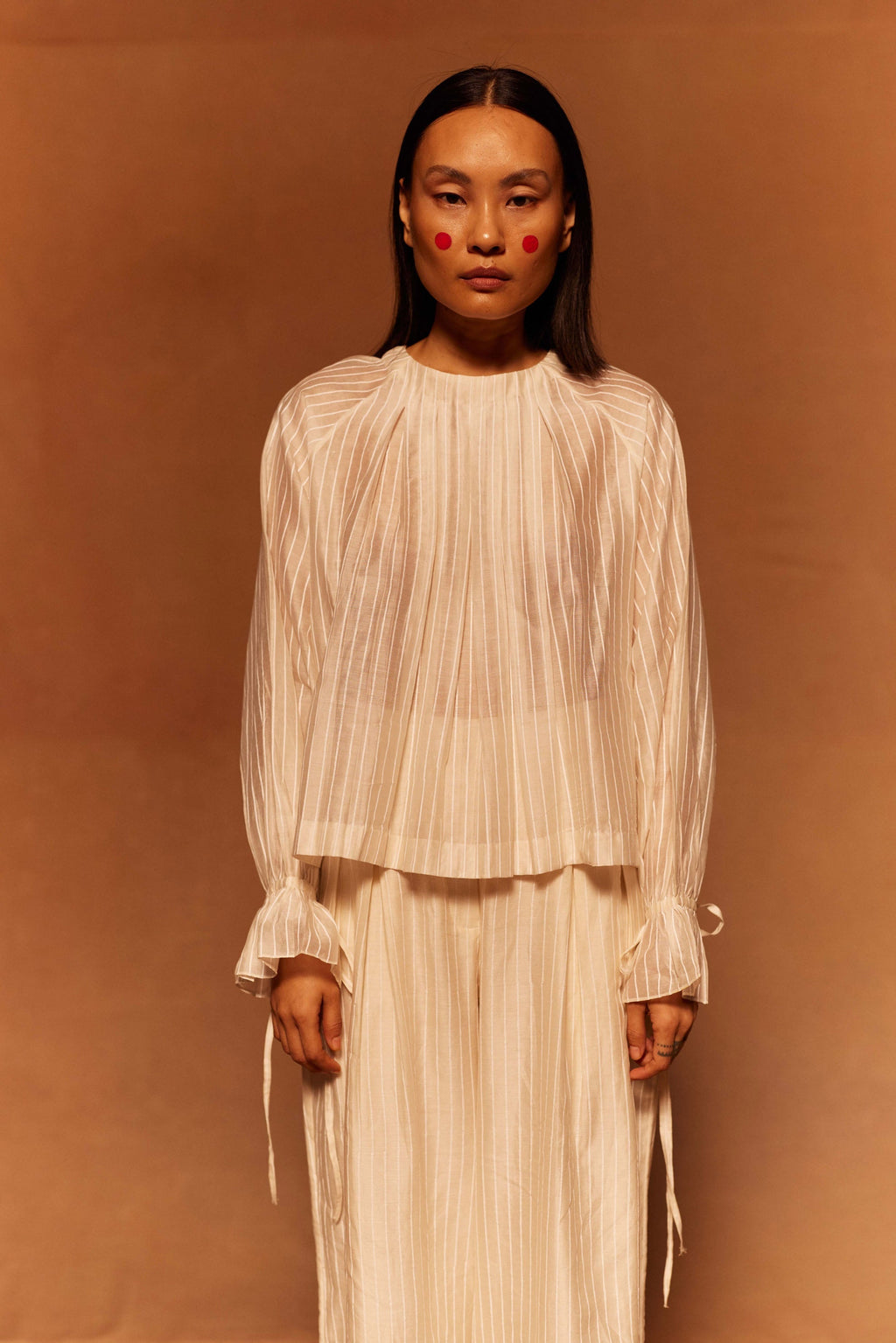 Oru Box Pleat Top at Kamakhyaa by Ahmev. This item is Cotton Silk, Ivory, Maximum Minimum by Ahmev, Prints, Relaxed Fit, Top, Womenswear