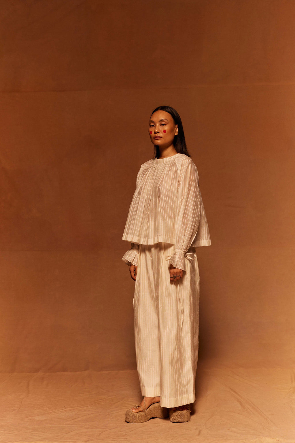 Oru Box Pleat Top at Kamakhyaa by Ahmev. This item is Cotton Silk, Ivory, Maximum Minimum by Ahmev, Prints, Relaxed Fit, Top, Womenswear