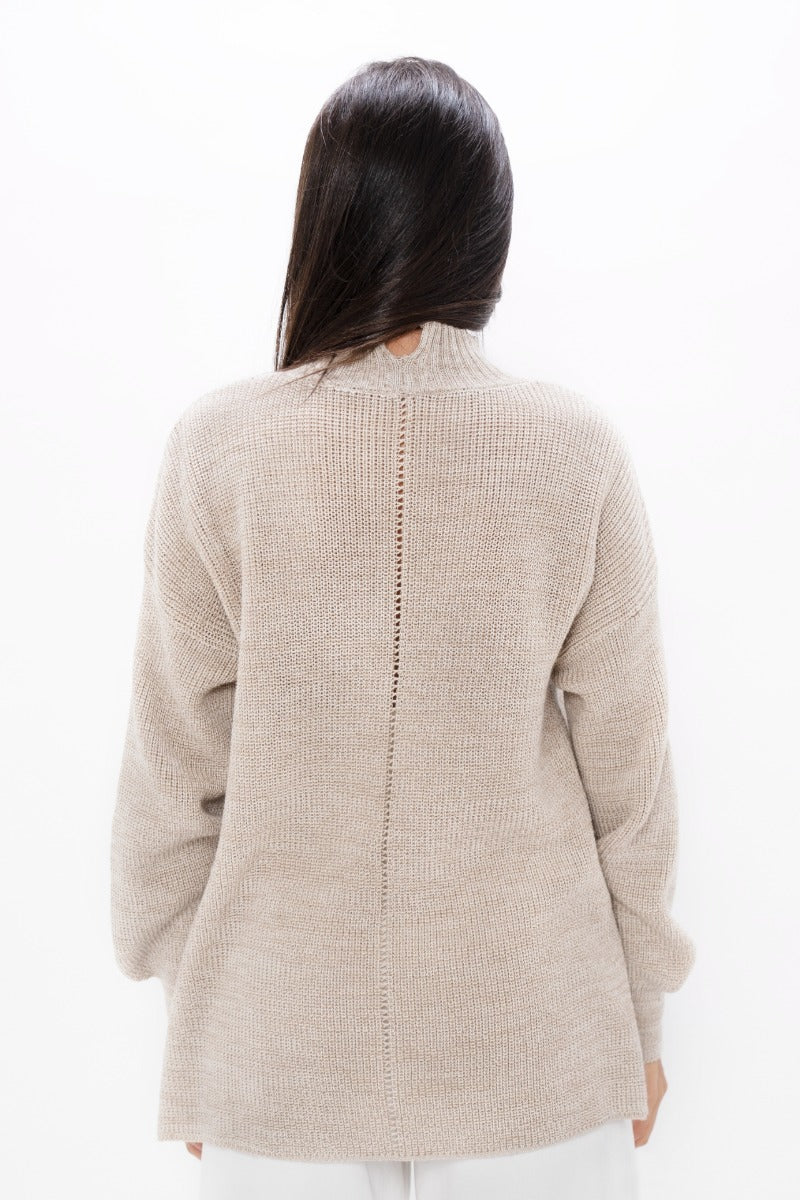 Ottawa - High Neck Sweater - Sand Marl at Kamakhyaa by 1 People. This item is Made from Natural Materials