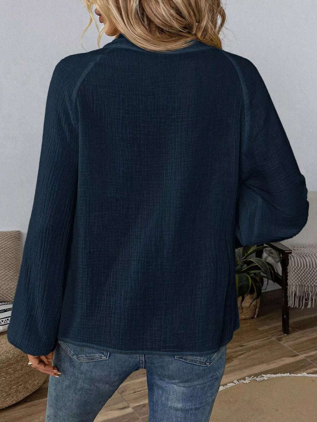 Paisley Notched Balloon Sleeve Blouse at kamakhyaa.com by Trendsi. This item is Axelle, Ship From Overseas, Under $50