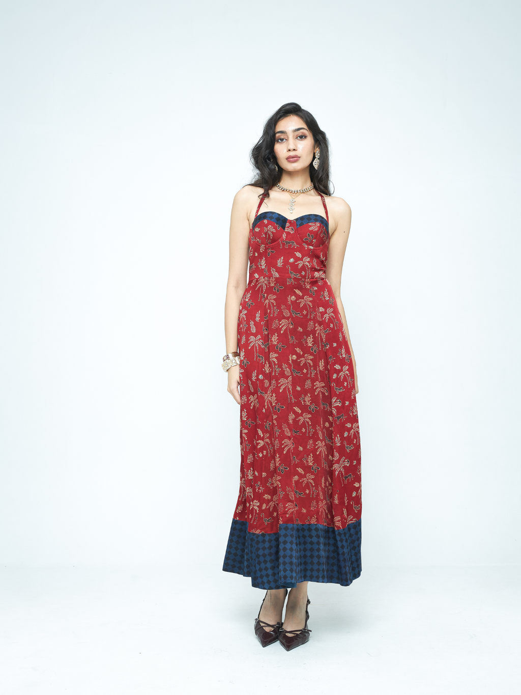 Parade Flare Dress at Kamakhyaa by Anushé Pirani. This item is Bloom After Dark by Anushe Pirani, Dresses, Midnight Blueprint, Tops & Shirts, Woman co-ord sets, Womenswear