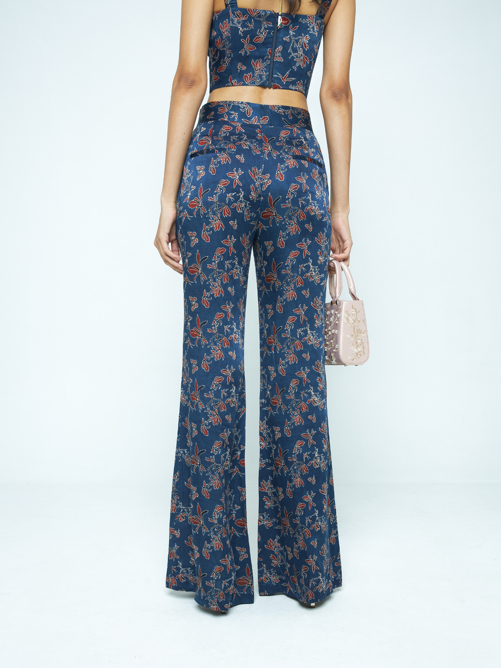 Paradise Flare Pants at Kamakhyaa by Anushé Pirani. This item is Bloom After Dark by Anushe Pirani, Midnight Blueprint, Pants, Under $200, Womenswear