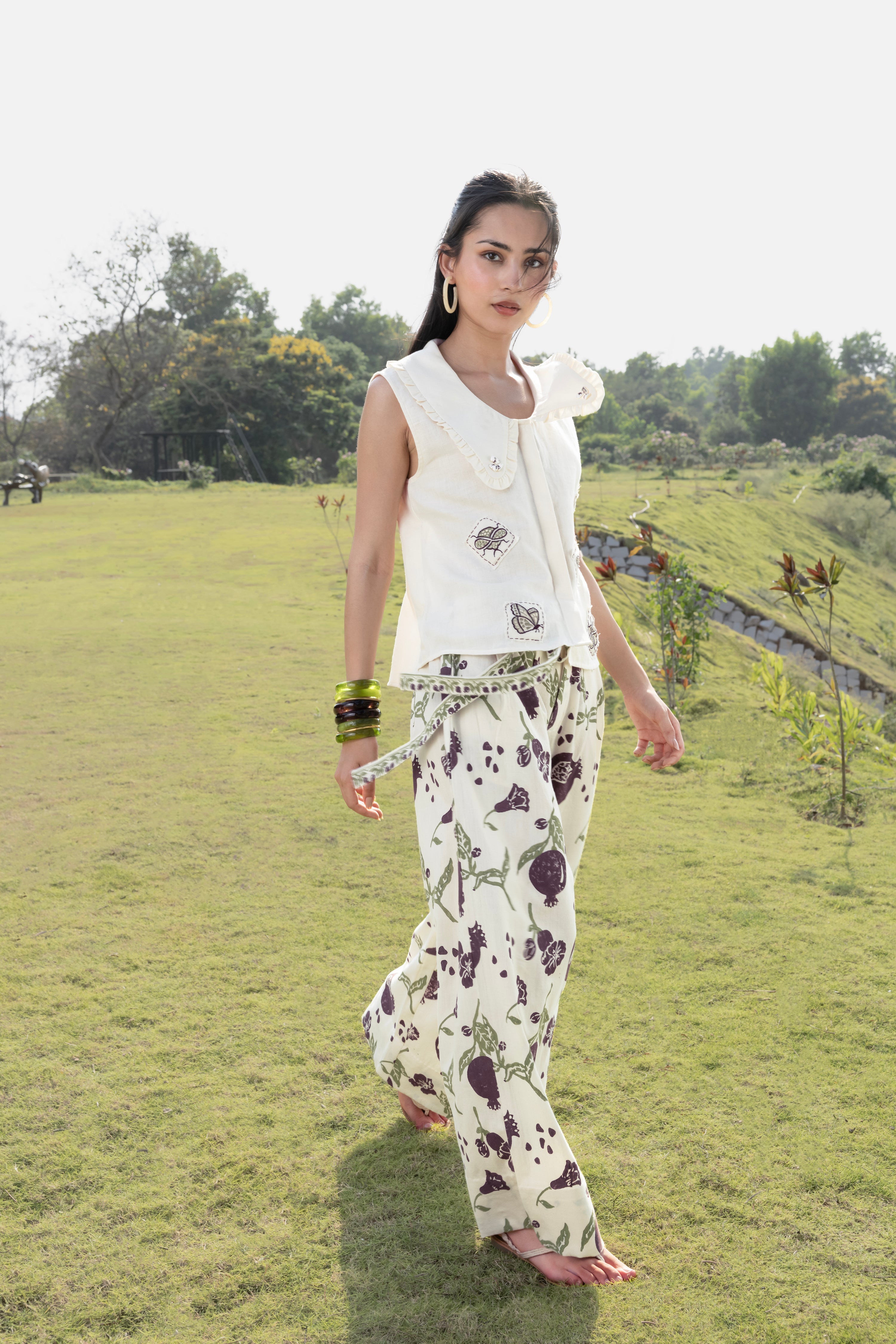 Patchwork Embroidered Top with Peter Pan Collar at kamakhyaa.com by Akashi Clothing. This item is Cosmos by Akashi Clothing, Internal Tags Missing, Under $100