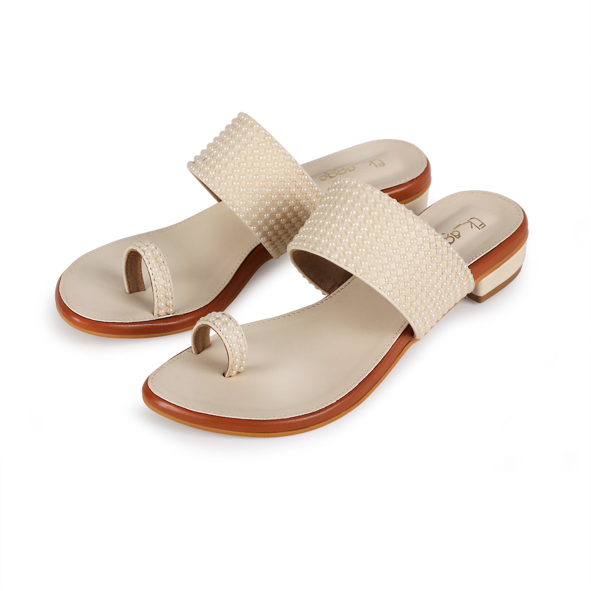 Pearl Sliders at Kamakhyaa by EK_agga. This item is embroidered, heels, stylish