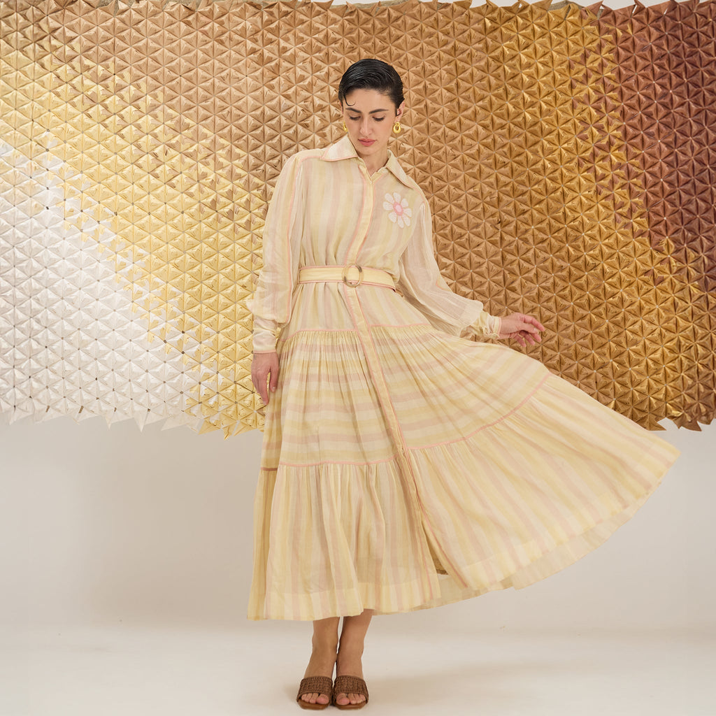 Peony Petal at Kamakhyaa by The Loom Art. This item is Fluer De Code by The Loom Art, French Knots, Handwoven Cotton Silk, Multicolor