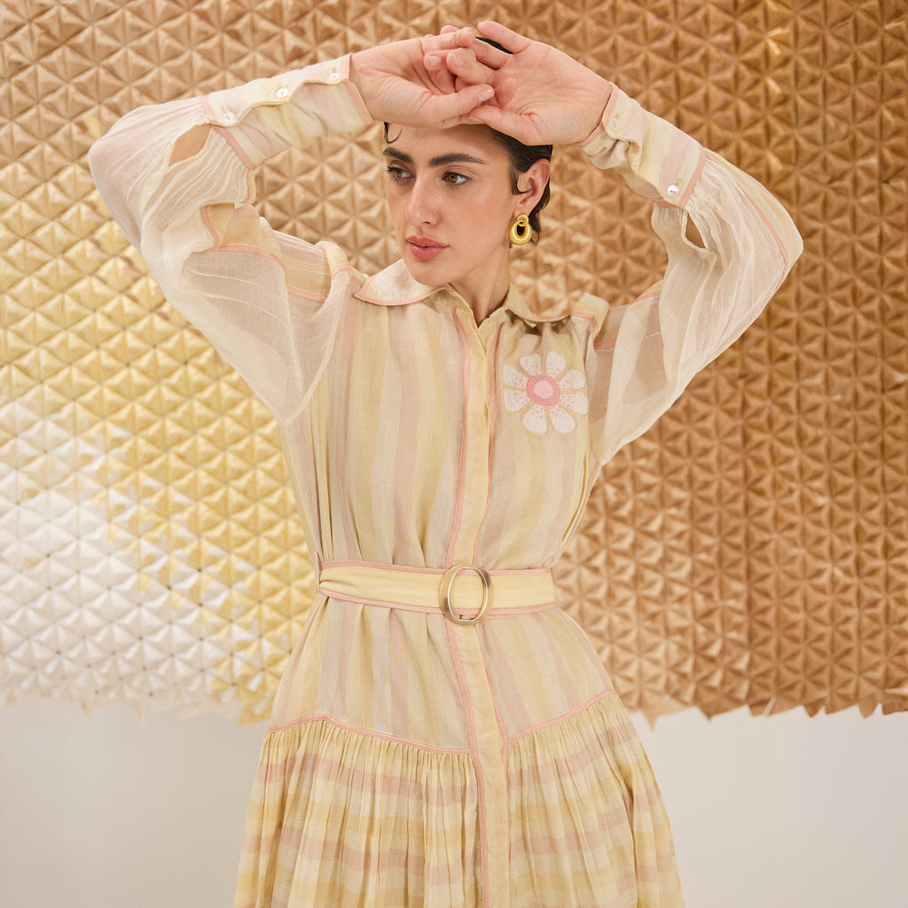 Peony Petal at Kamakhyaa by The Loom Art. This item is Fluer De Code by The Loom Art, French Knots, Handwoven Cotton Silk, Multicolor