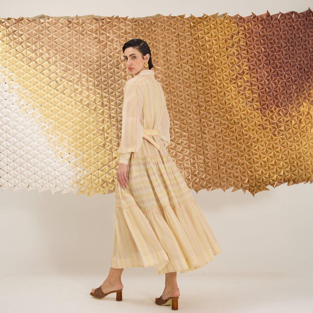 Peony Petal at Kamakhyaa by The Loom Art. This item is Fluer De Code by The Loom Art, French Knots, Handwoven Cotton Silk, Multicolor