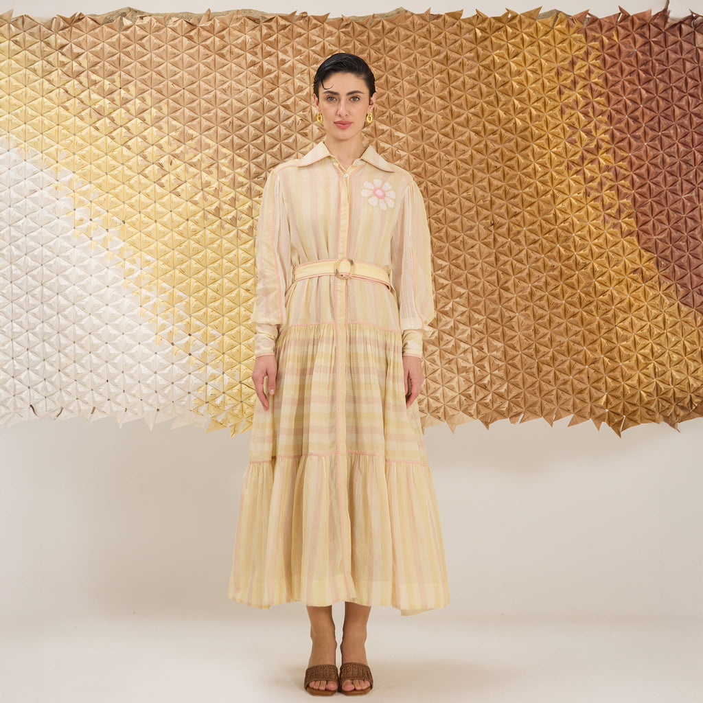 Peony Petal at Kamakhyaa by The Loom Art. This item is Fluer De Code by The Loom Art, French Knots, Handwoven Cotton Silk, Multicolor