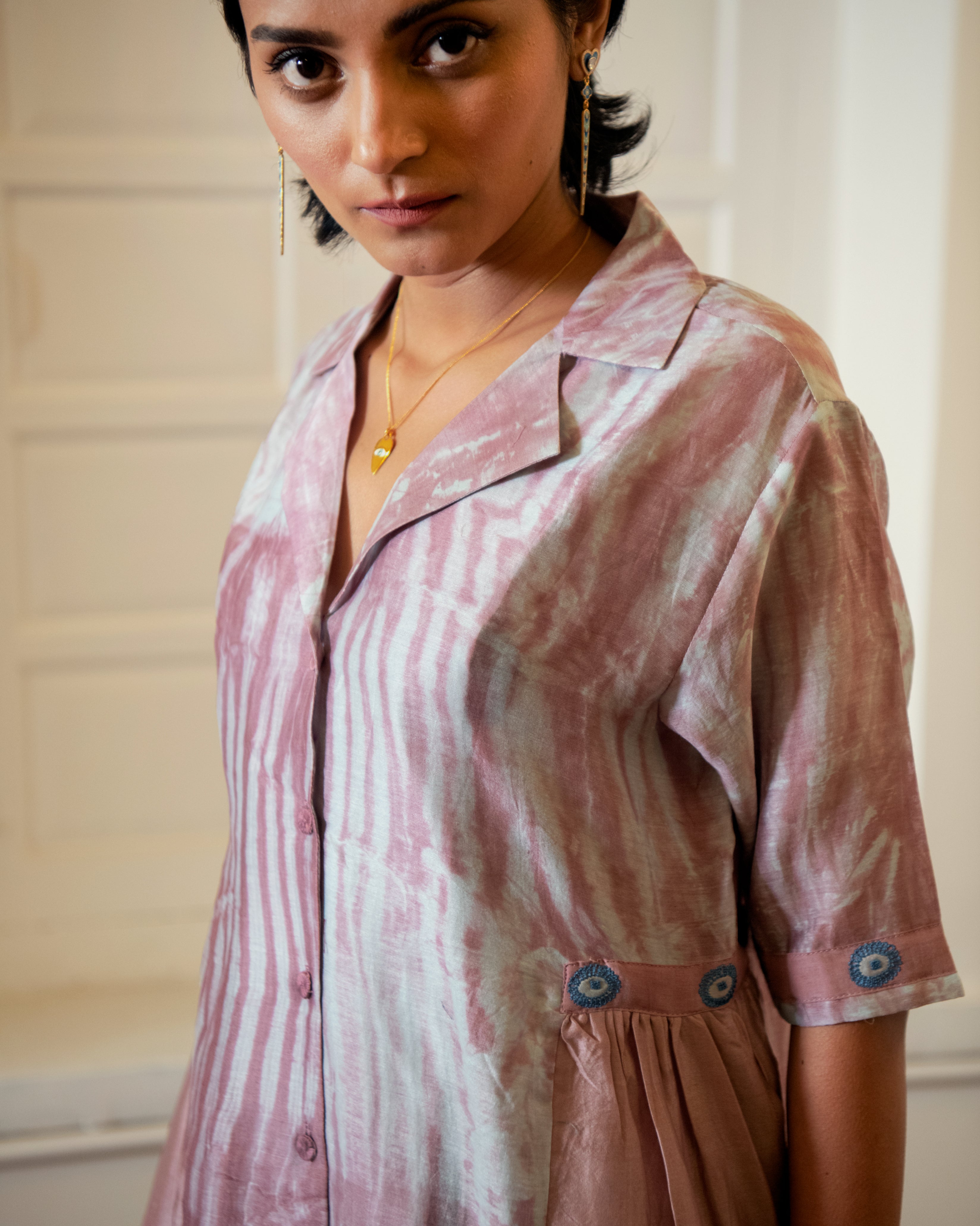 Persian Rust at Kamakhyaa by The Loom Art. This item is Casual Wear, Fall, Handwoven Chanderi Silk, July Sale, July Sale 2023, Lucid Dreams, Luicid Dream, Organic, Pink, Relaxed Fit, Solids, Tiered Dresses, Womenswear