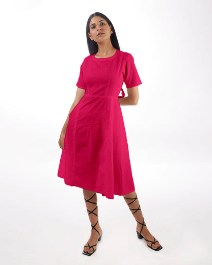 Pink Backless Midi Dress at Kamakhyaa by Kamakhyaa. This item is 100% pure cotton, Casual Wear, Evening Wear, KKYSS, Midi Dresses, Natural, Pink, Relaxed Fit, Solids, Summer Sutra, Womenswear