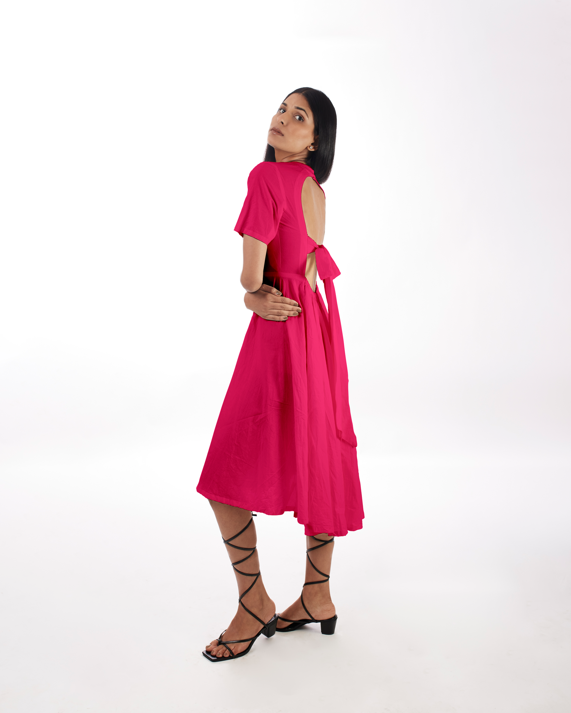Pink Backless Midi Dress – Kamakhyaa