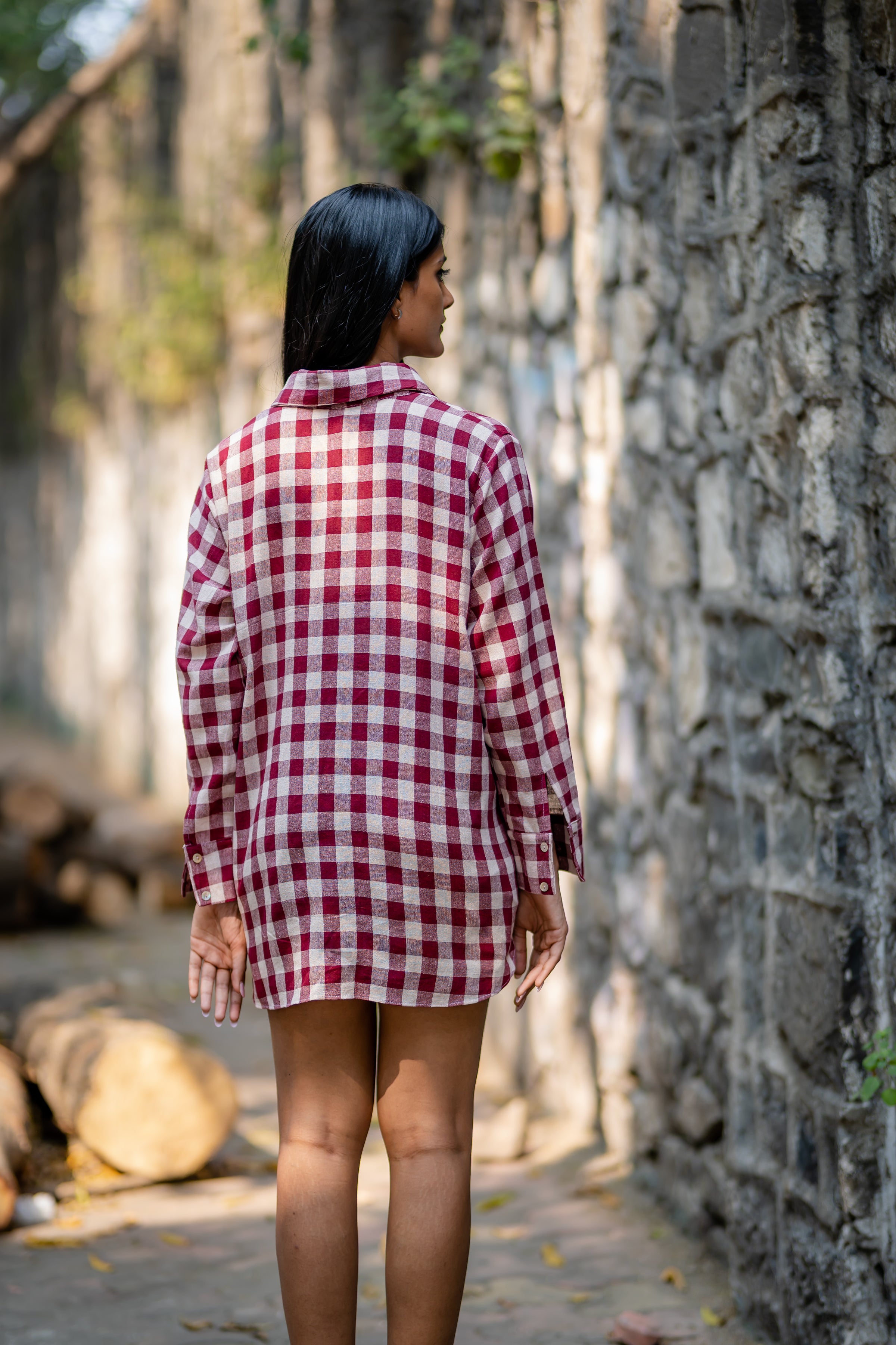Pink Contrast Plaid Naturally Dyed Shirt at Kamakhyaa by Krushnachuda. This item is Casual Wear, Checks, Handloom Cotton, Natural Dye, Organic, Pink, Regular Fit, Shirts