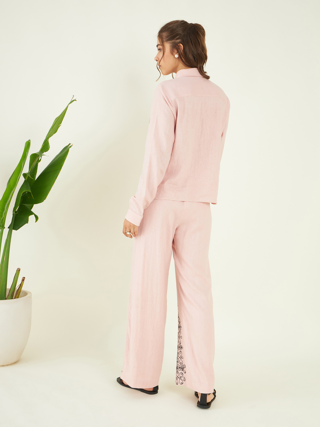 Pink Cotton Linen Co-ord Set at Kamakhyaa by Bohobi. This item is 100% Linen, 100% pure cotton, Cotton Mulmul, Evening Wear, Lounge Wear Co-ord Sets, Mulmul, Mulmul cotton, Pink, Prints, Regular Fit, Toxin free