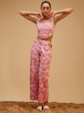 Pink Cotton Vacation Co-ord Set at Kamakhyaa by Bohobi. This item is Cotton, Fusion Wear, Pink, Prints, Regular Fit, Toxin free, Vacation Co-ord Sets