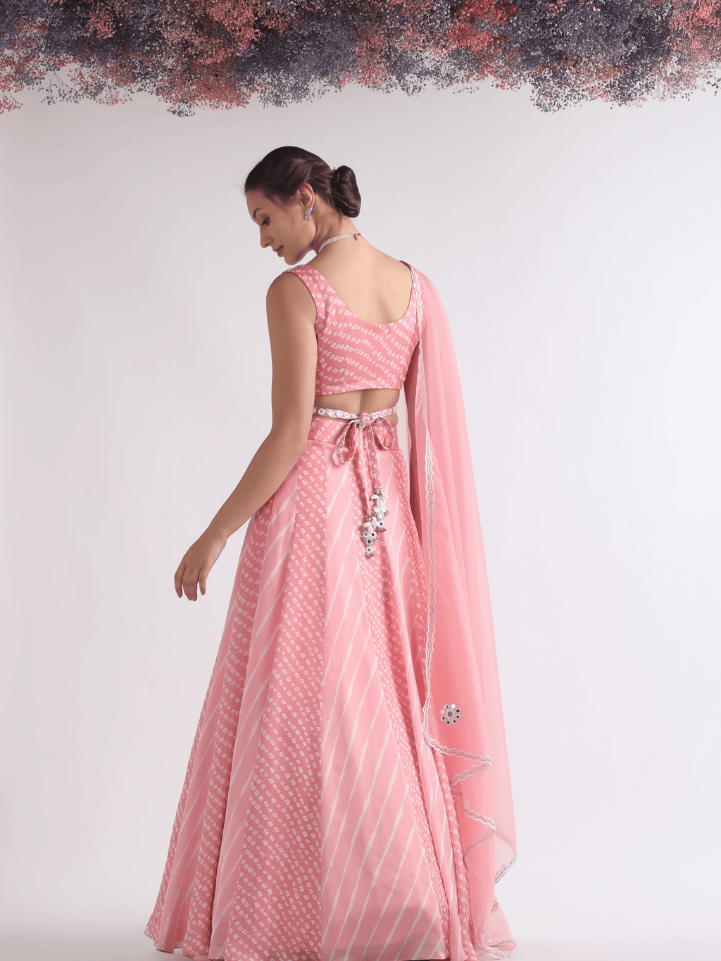 Pink Crepe Lehenga Set at Kamakhyaa by RoohbyRidhimaa. This item is Embroidered, Festive Wear, Free Size, Lehenga Sets, Mirror Embroidery, Pink, Toxin free, Viscose Crepe