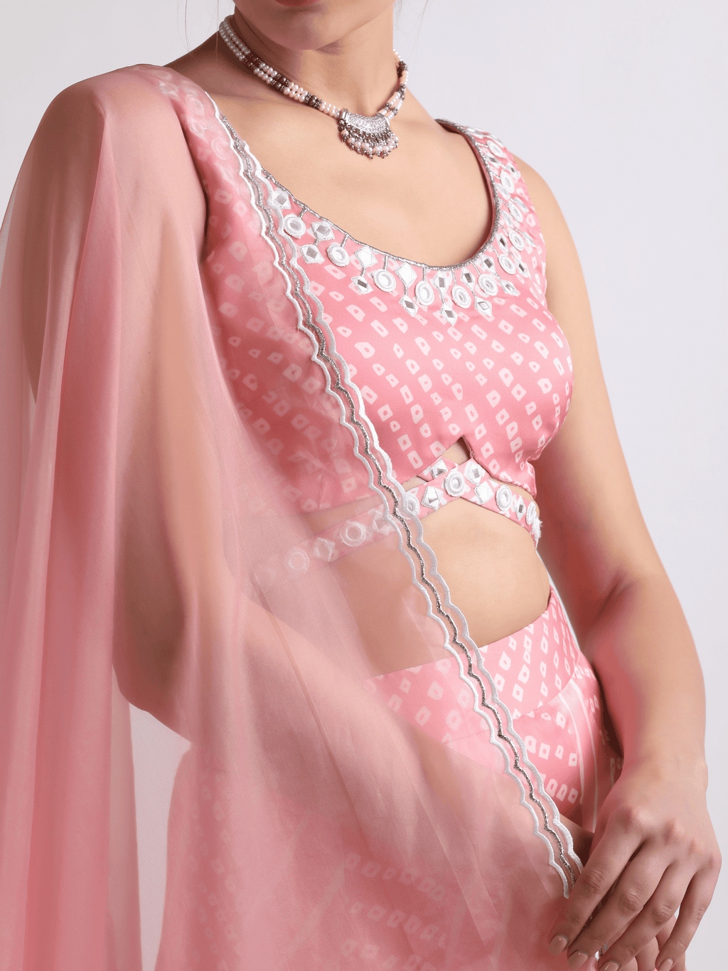 Pink Crepe Lehenga Set at Kamakhyaa by RoohbyRidhimaa. This item is Embroidered, Festive Wear, Free Size, Lehenga Sets, Mirror Embroidery, Pink, Toxin free, Viscose Crepe