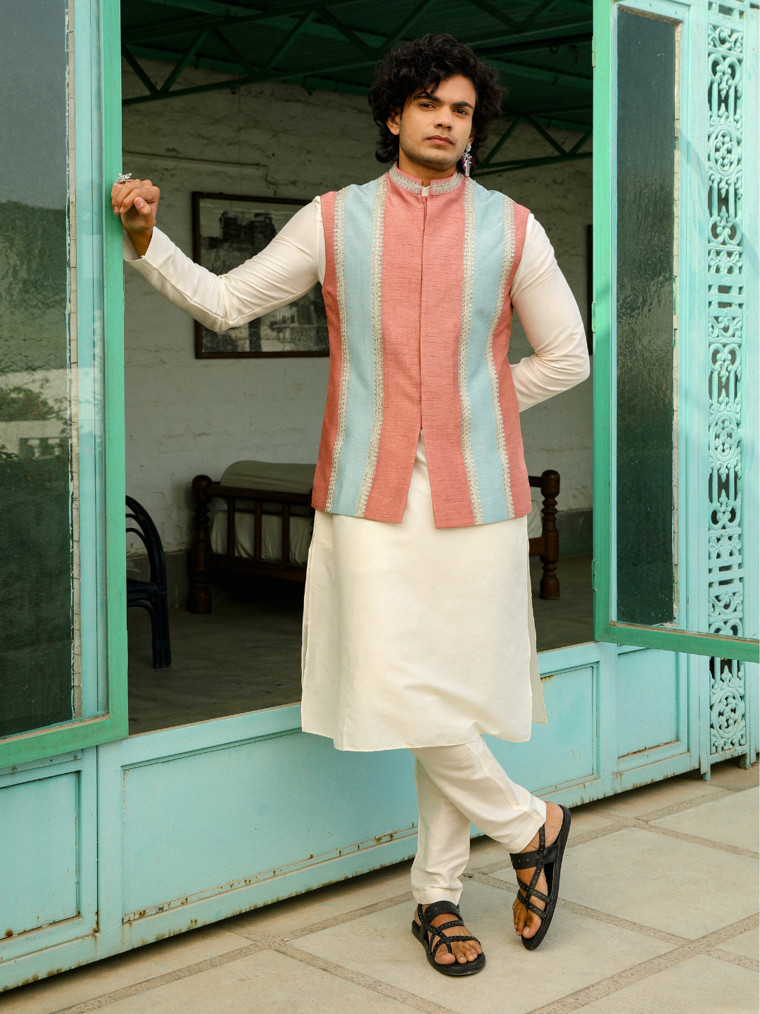 Pink Dori Embroidery Jacket at Kamakhyaa by RoohbyRidhimaa. This item is Aangan By RoohbyRidhimaa, Dori Embroidery, Festive Wear, Jackets, Men Jackets, Menswear By RoohbyRidhimaa, Pink, Regular Fit, Viscose Raw Silk