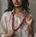 Pink Fabric Beaded Necklace at Kamakhyaa by Araayeh. This item is Beads, Fabric and Beads, Necklaces, Upcycled