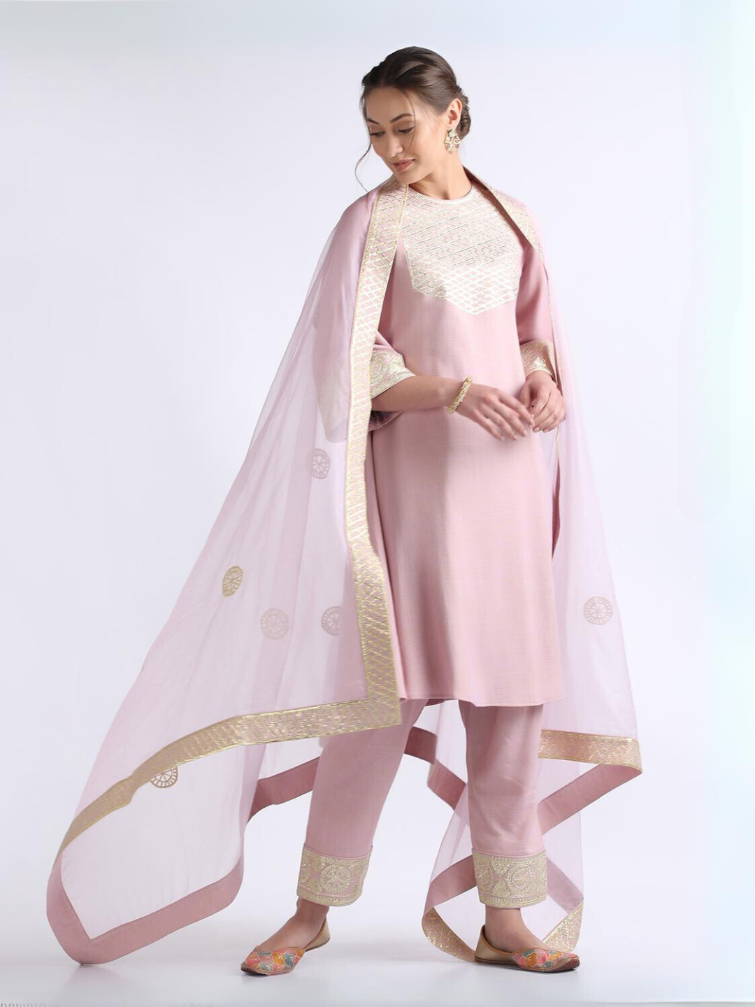 Pink Gotta Embroidered Kurta Salwar Set at Kamakhyaa by RoohbyRidhimaa. This item is Cotton, Cotton Voil, Festive Wear, Gotta Embroidery, Kurta Salwar Sets, Pink, Regular Fit, Silk Organza, Toxin free