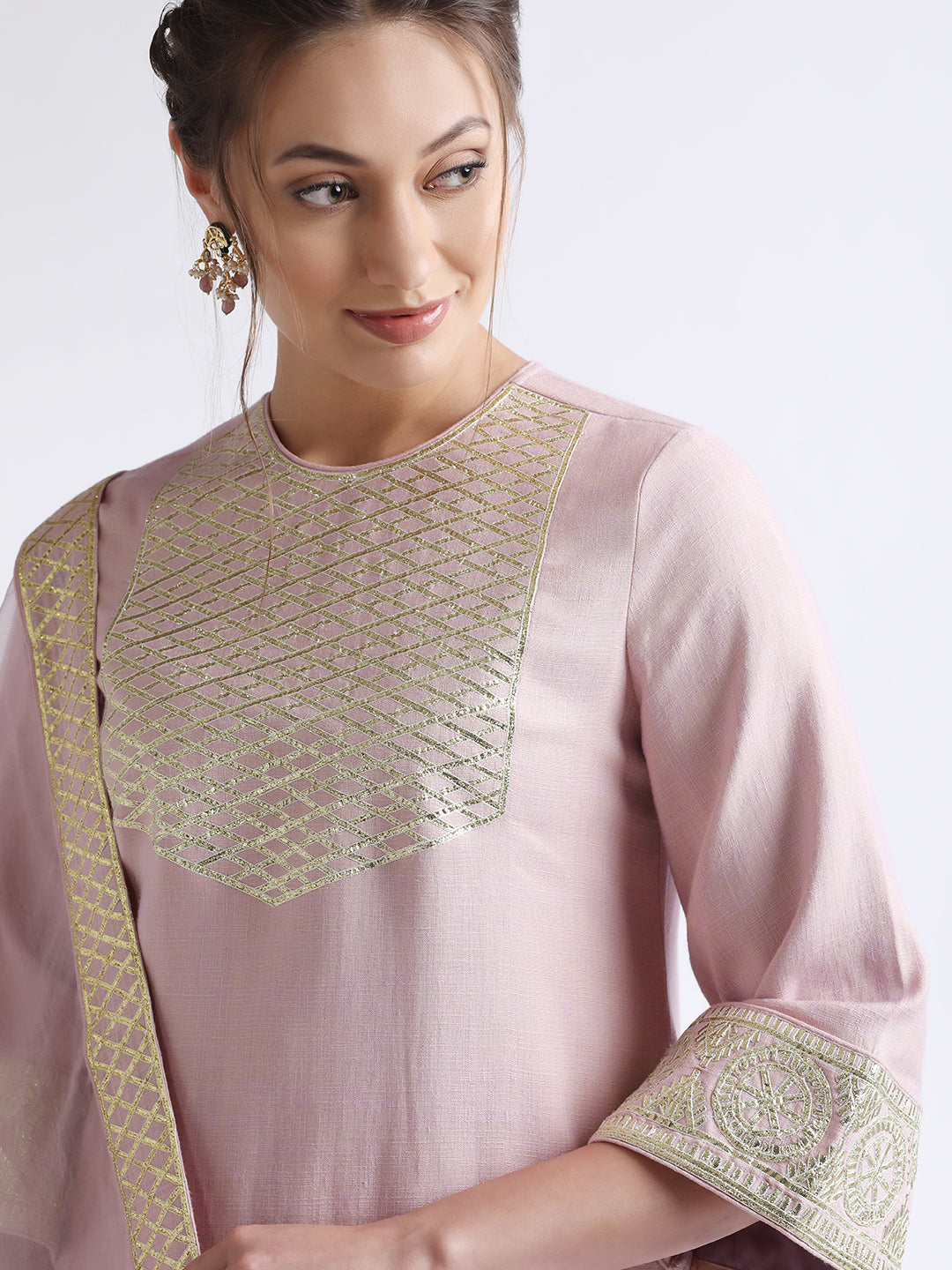 Pink Gotta Embroidered Kurta Salwar Set at Kamakhyaa by RoohbyRidhimaa. This item is Cotton, Cotton Voil, Festive Wear, Gotta Embroidery, Kurta Salwar Sets, Pink, Regular Fit, Silk Organza, Toxin free