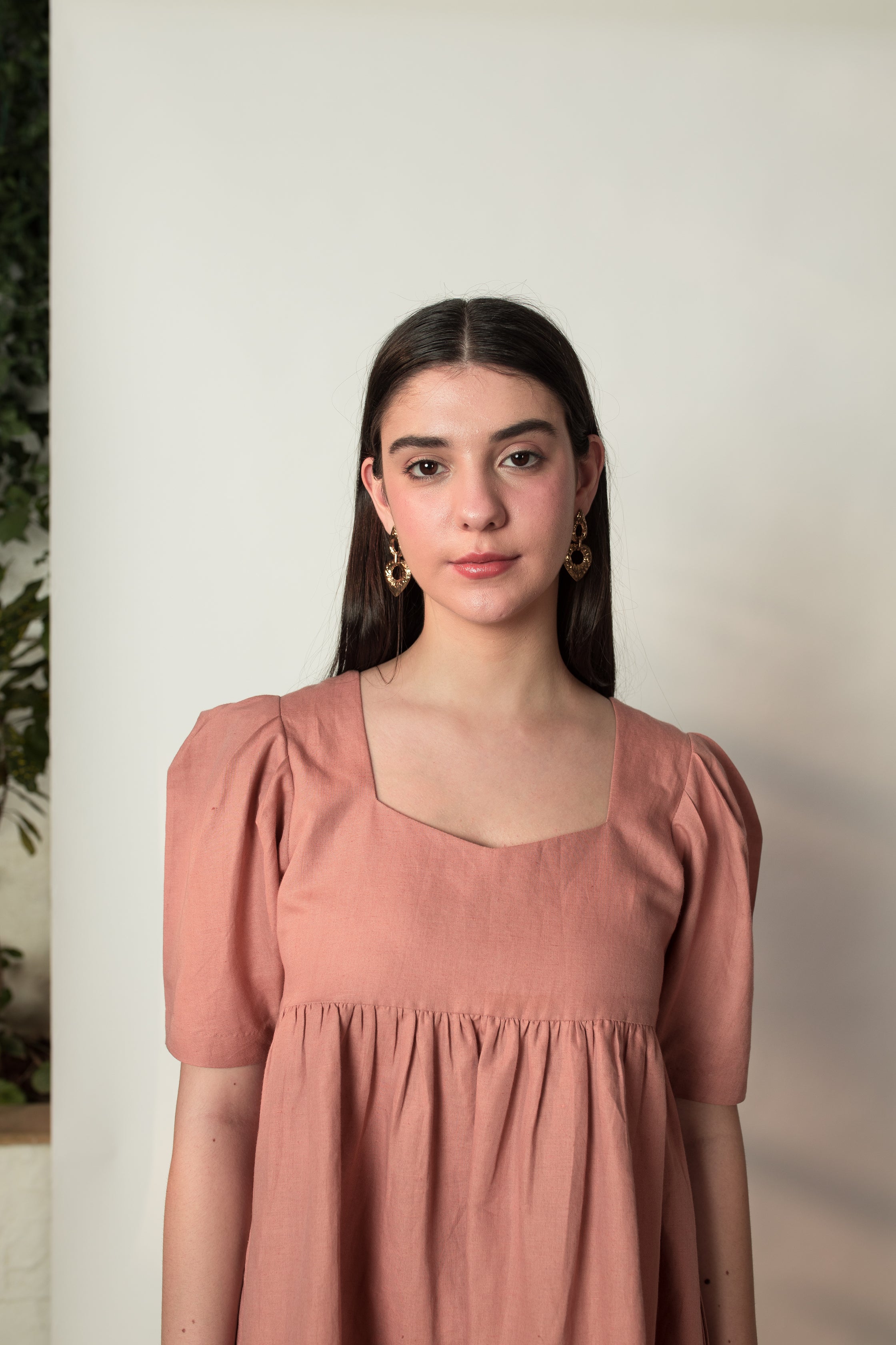 Pink Mini Dress with Pleats at kamakhyaa.com by Anushé Pirani. This item is Birthday Collection, Brunch Wear, Console Collection List, Cotton Hemp, Dresses, Mini Dresses, Nostalgic Whispers by Anushe Pirani, Outing Essentials, Pastels, Pink, Pleats, Review September 2025, Womenswear