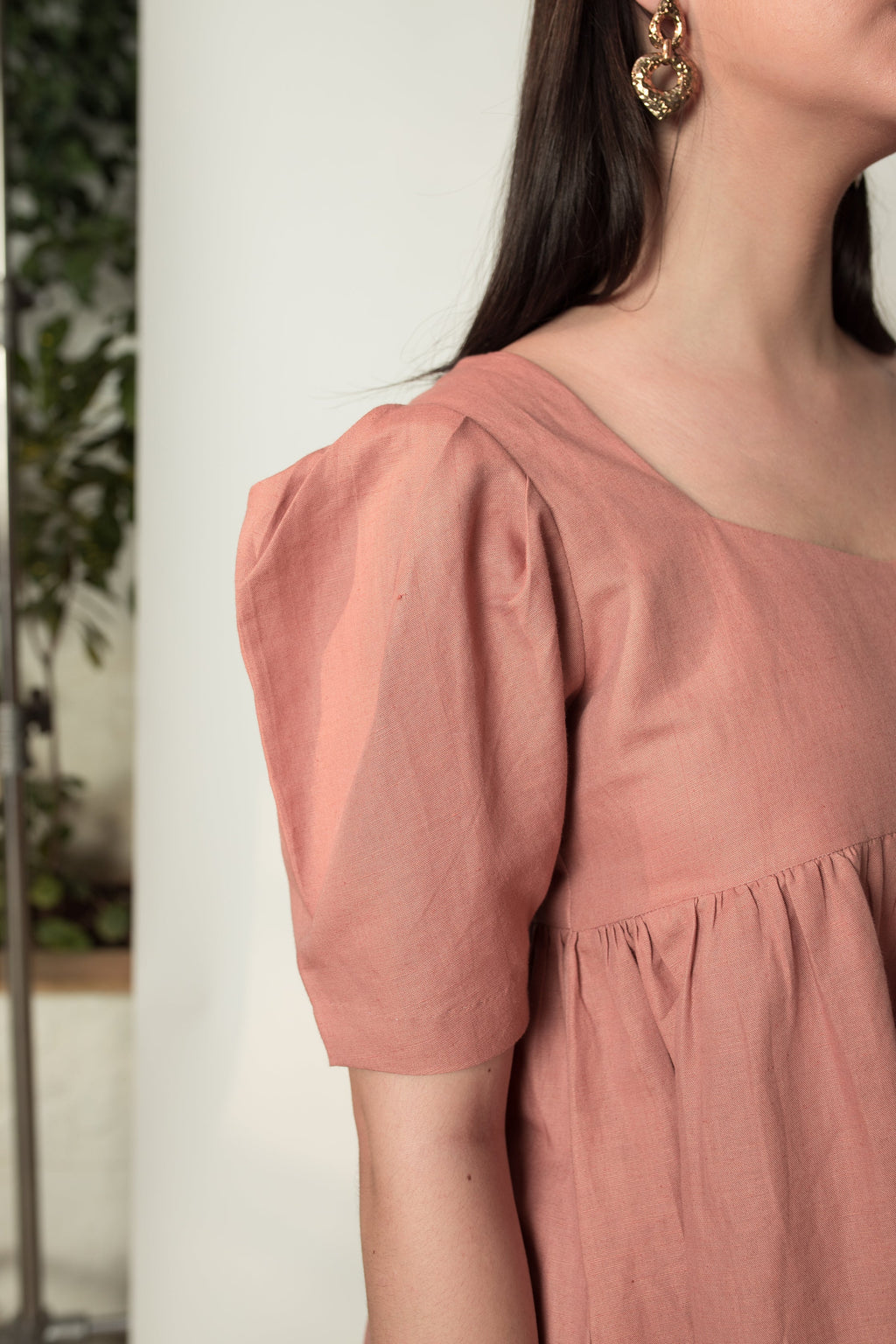Pink Mini Dress with Pleats at kamakhyaa.com by Anushé Pirani. This item is Birthday Collection, Brunch Wear, Console Collection List, Cotton Hemp, Dresses, Mini Dresses, Nostalgic Whispers by Anushe Pirani, Outing Essentials, Pastels, Pink, Pleats, Review September 2025, Womenswear