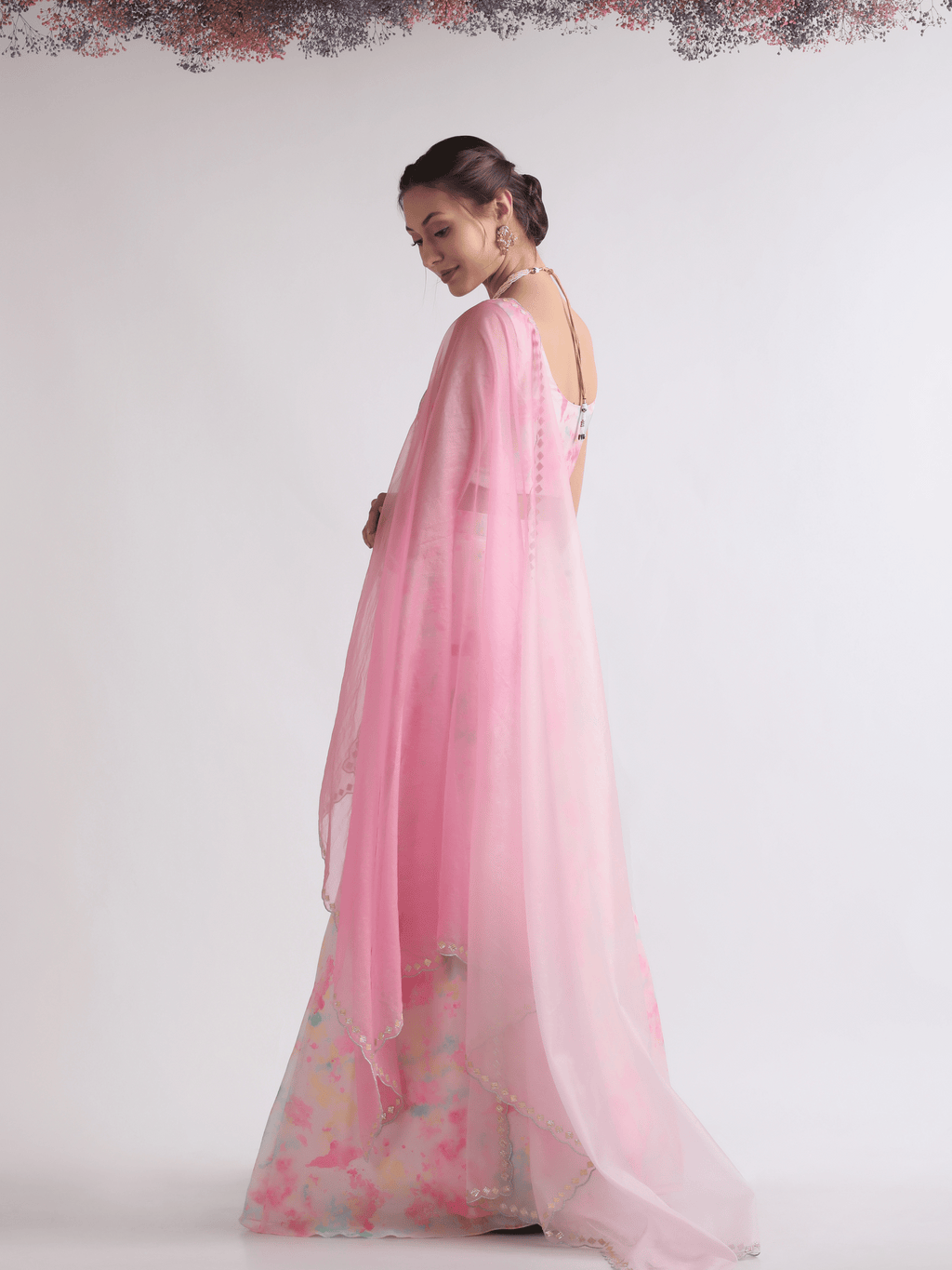 Pink Organza Embroidered Lehenga Set at Kamakhyaa by RoohbyRidhimaa. This item is Embroidered, Festive Wear, Free Size, Lehenga Sets, Organza, Pink, Toxin free, Zari Embroidered
