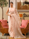 Pink Organza Saree Set at Kamakhyaa by RoohbyRidhimaa. This item is Embroidered, Festive Wear, Free Size, Pink, Resham Embroidered, Saree Sets, Toxin free