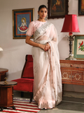 Pink Organza Saree Set with Zari Embroidery at Kamakhyaa by RoohbyRidhimaa. This item is Embroidered, Festive Wear, Free Size, Pink, Saree Sets, Toxin free, Zari Embroidered