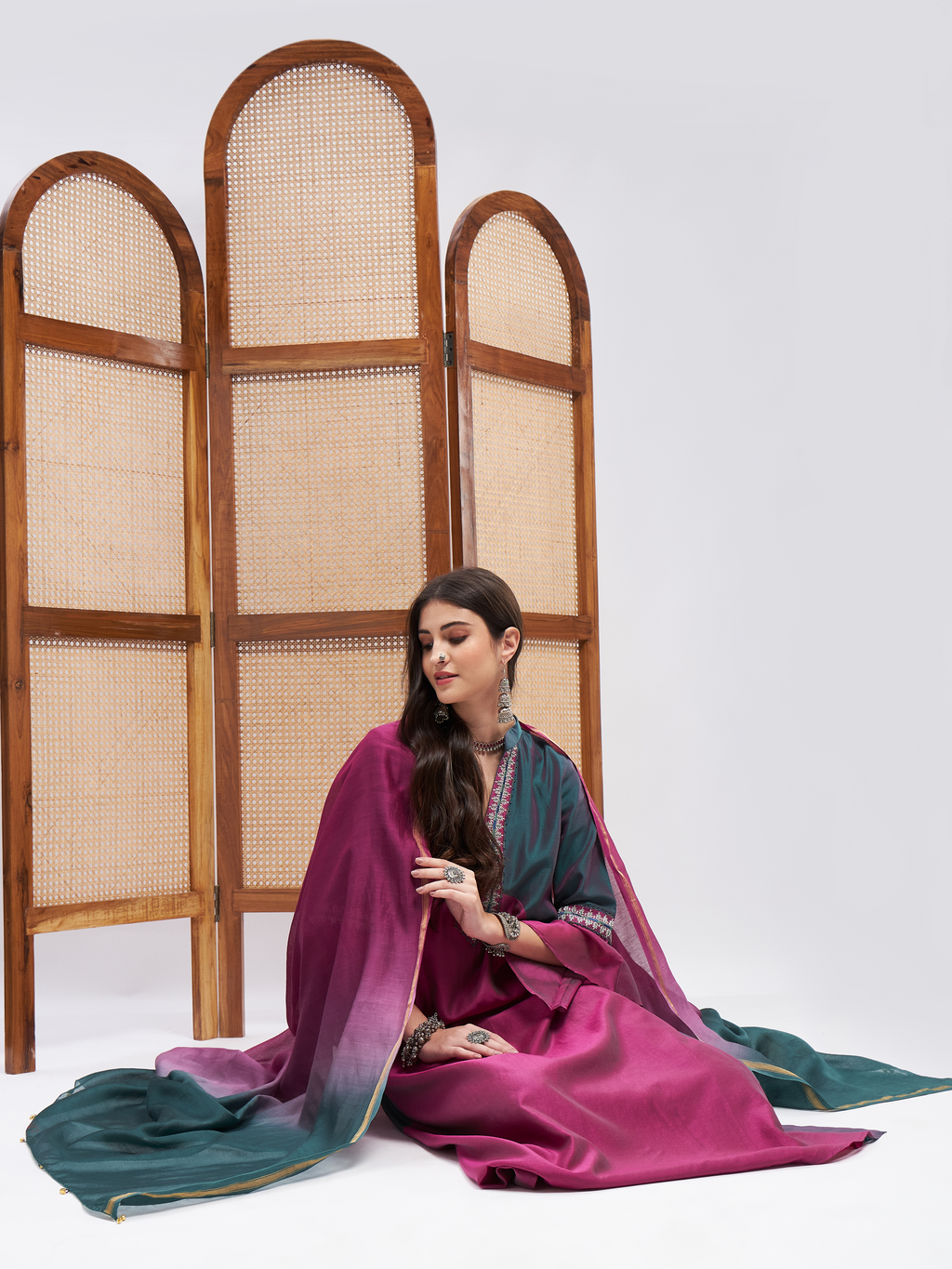 Pink Resham Embroidered Kurta Set with Dupatta at Kamakhyaa by RoohbyRidhimaa. This item is Chanderi Silk, Dupattas, Festive Wear, Kurta Set with Dupattas, Pink, Relaxed Fit, Resham Embroidered, Silk Chanderi, Toxin free