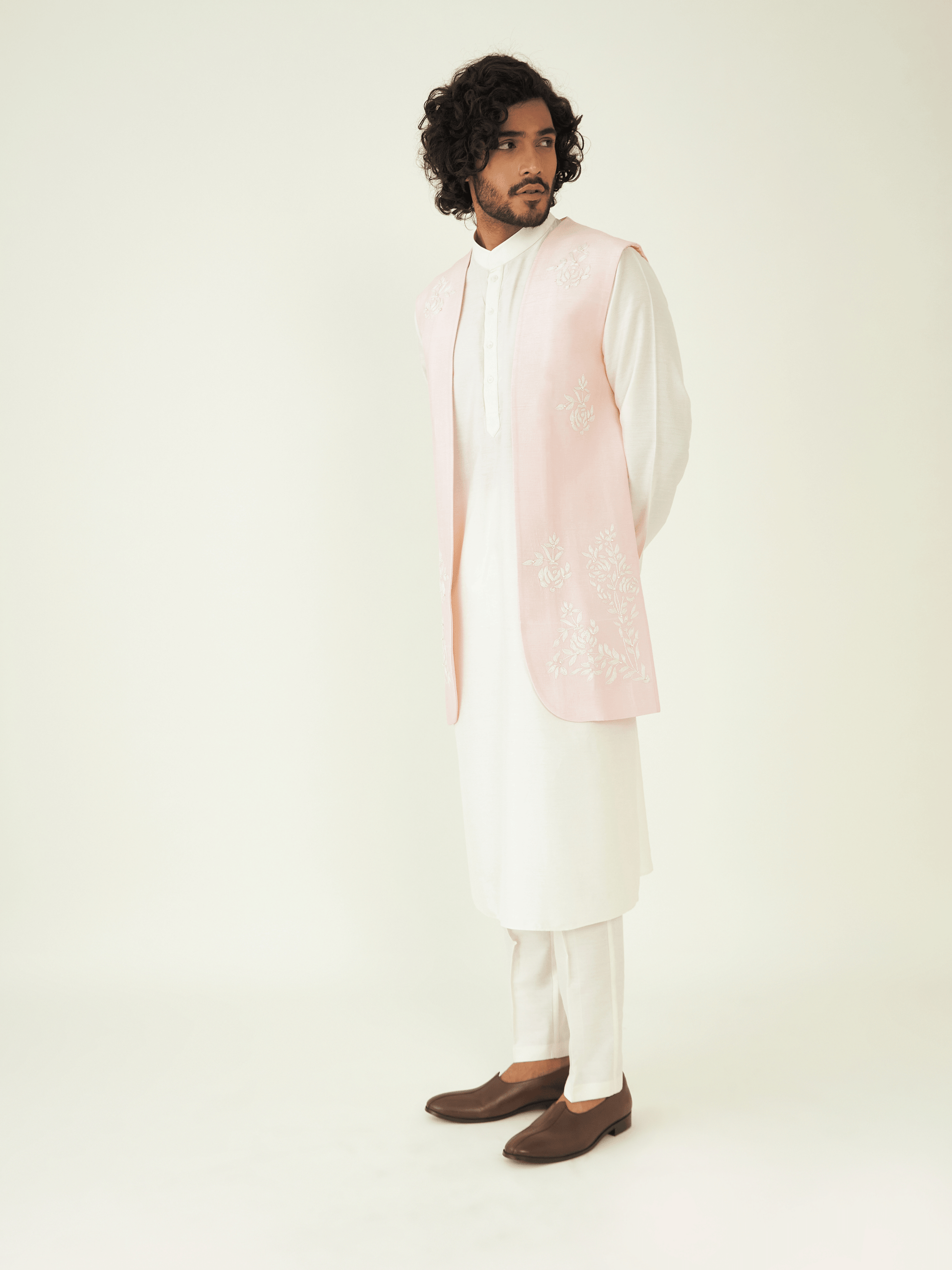 Pink Resham Embroidered Viscose Silk Jacket at Kamakhyaa by RoohbyRidhimaa. This item is Festive Wear, Hand Pearl Embroidered, Jackets, Men Jackets, Menswear By RoohbyRidhimaa, Pink, Qala By RoohbyRidhimaa, Regular Fit, Resham, Resham Embroidered, Viscose Raw Silk