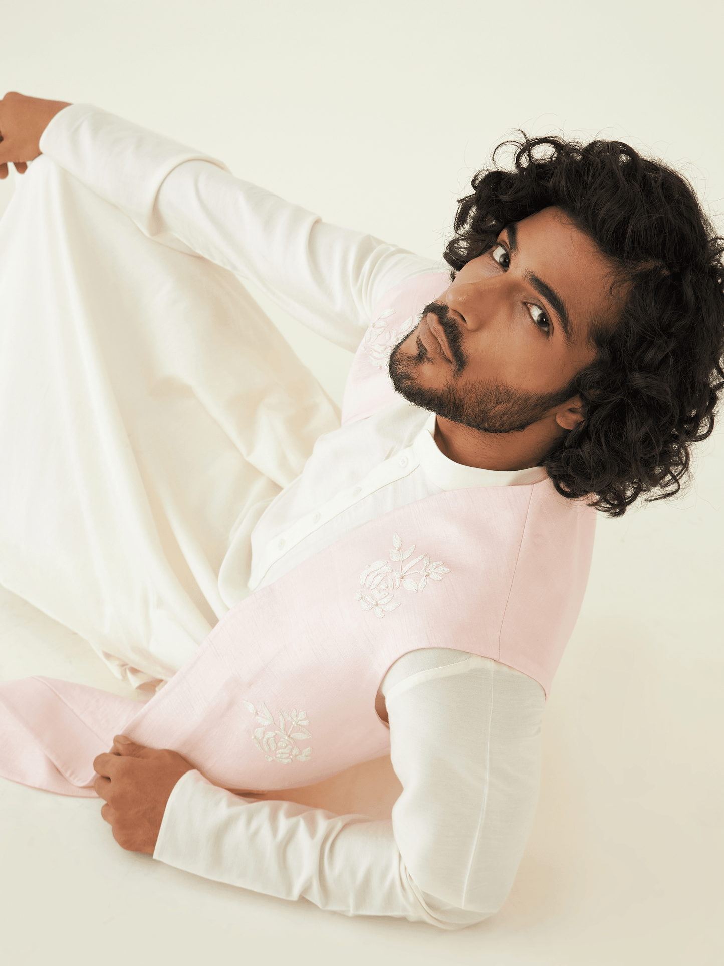 Pink Resham Embroidered Viscose Silk Jacket at Kamakhyaa by RoohbyRidhimaa. This item is Festive Wear, Hand Pearl Embroidered, Jackets, Men Jackets, Menswear By RoohbyRidhimaa, Pink, Qala By RoohbyRidhimaa, Regular Fit, Resham, Resham Embroidered, Viscose Raw Silk