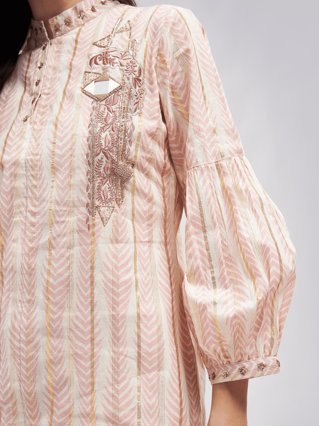 Pink Resham and Mirror Work Kurta Set at Kamakhyaa by RoohbyRidhimaa. This item is Cotton, Kurta Sets, Mirror Work, Office Wear, Pink, Regular Fit, Resham, Resham Embroidered, Toxin free